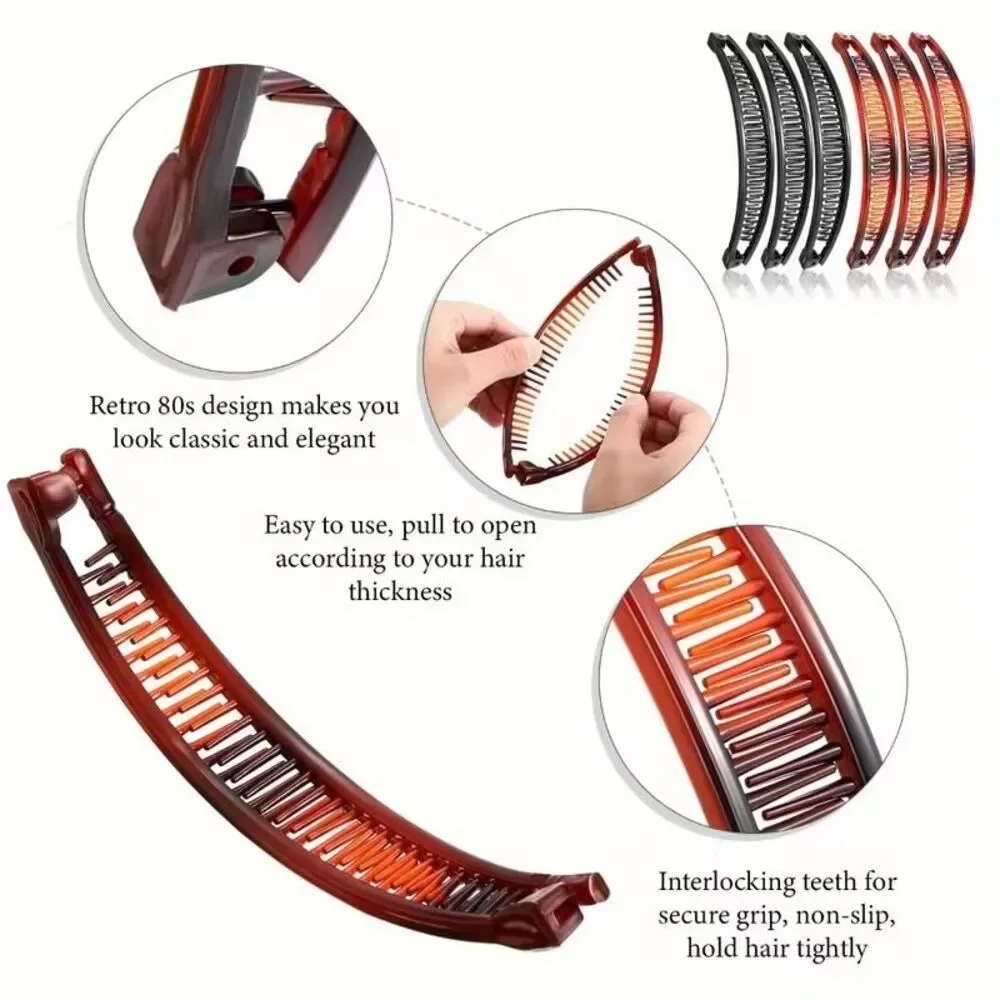 6 Pcs French Banana Hair Clips Clincher Combs Claws Set Retro Hair Accessories